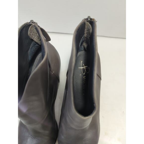 B. Makowsky Women's Size 8M Gray Soft Leather Ankle Boots Booties 3in Heel - Picture 4 of 11